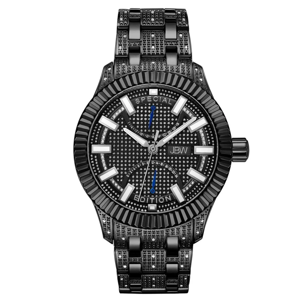 JBW 47mm Special Edition Diamond Black Crowne J6363D 0098/1000 Mens Watch